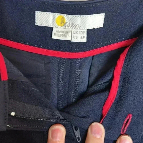 Boden Pants Wide Leg 6P Tuxedo Cropped Navy Trousers Work Business Office Slacks - Picture 6 of 13